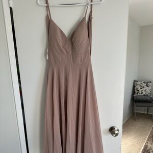 Azazie taupe dress